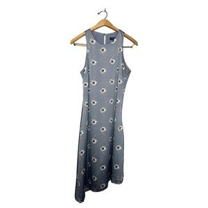 Banana Republic Grey Floral Print Sleeveless Asymmetrical Hem Mini Dress 6‎